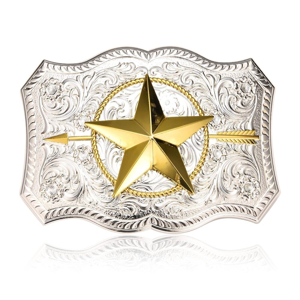 5938 Western American Belt Buckle Silver Golden Texas Belt Buckles Cowboy